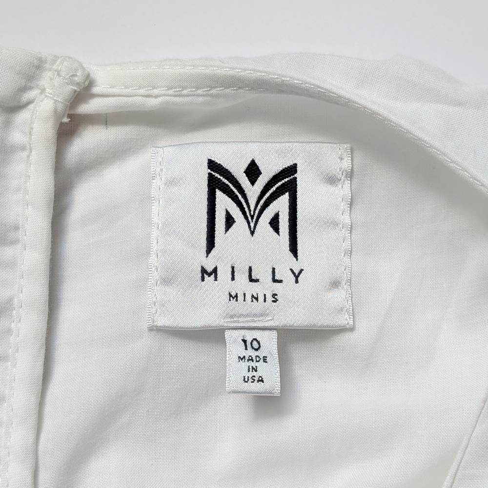 Milly Minis Girls White Silk-Blend Formal Dress In Size 10 - Picture 6 of 12